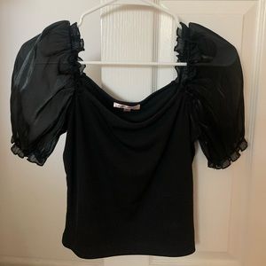 Black Puffed Sleeve Top